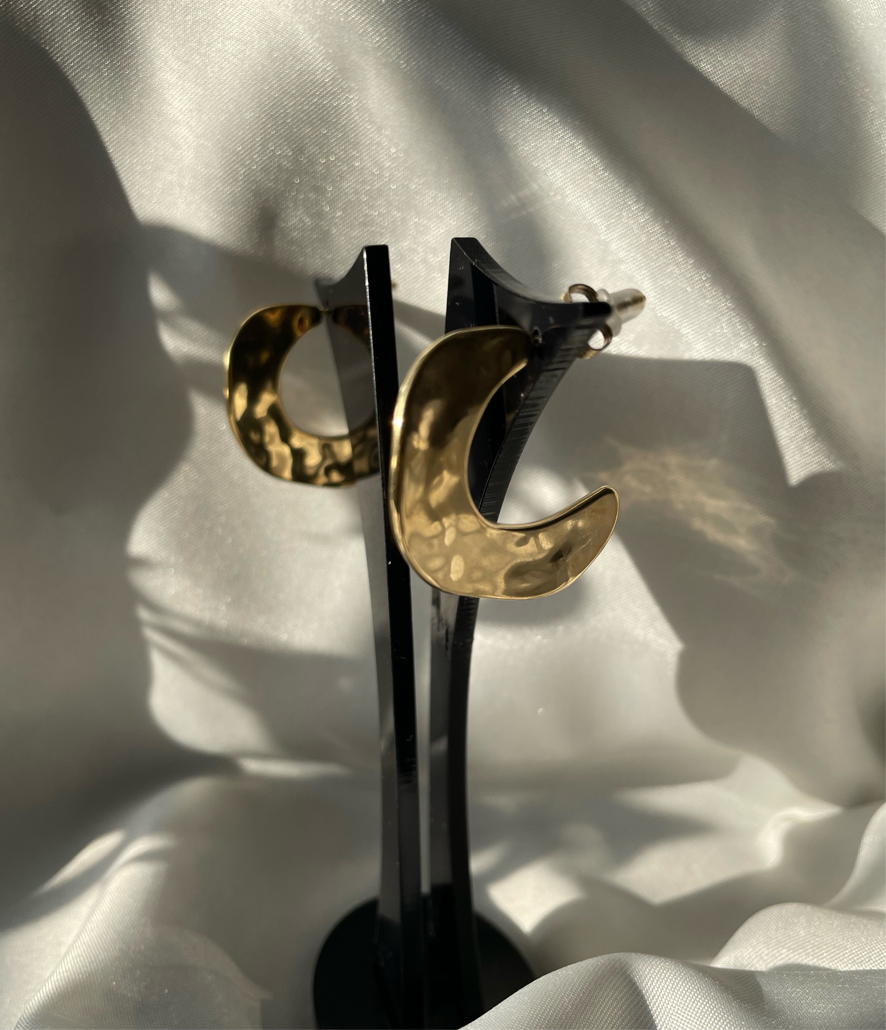 textured hoop earrings gold hammered