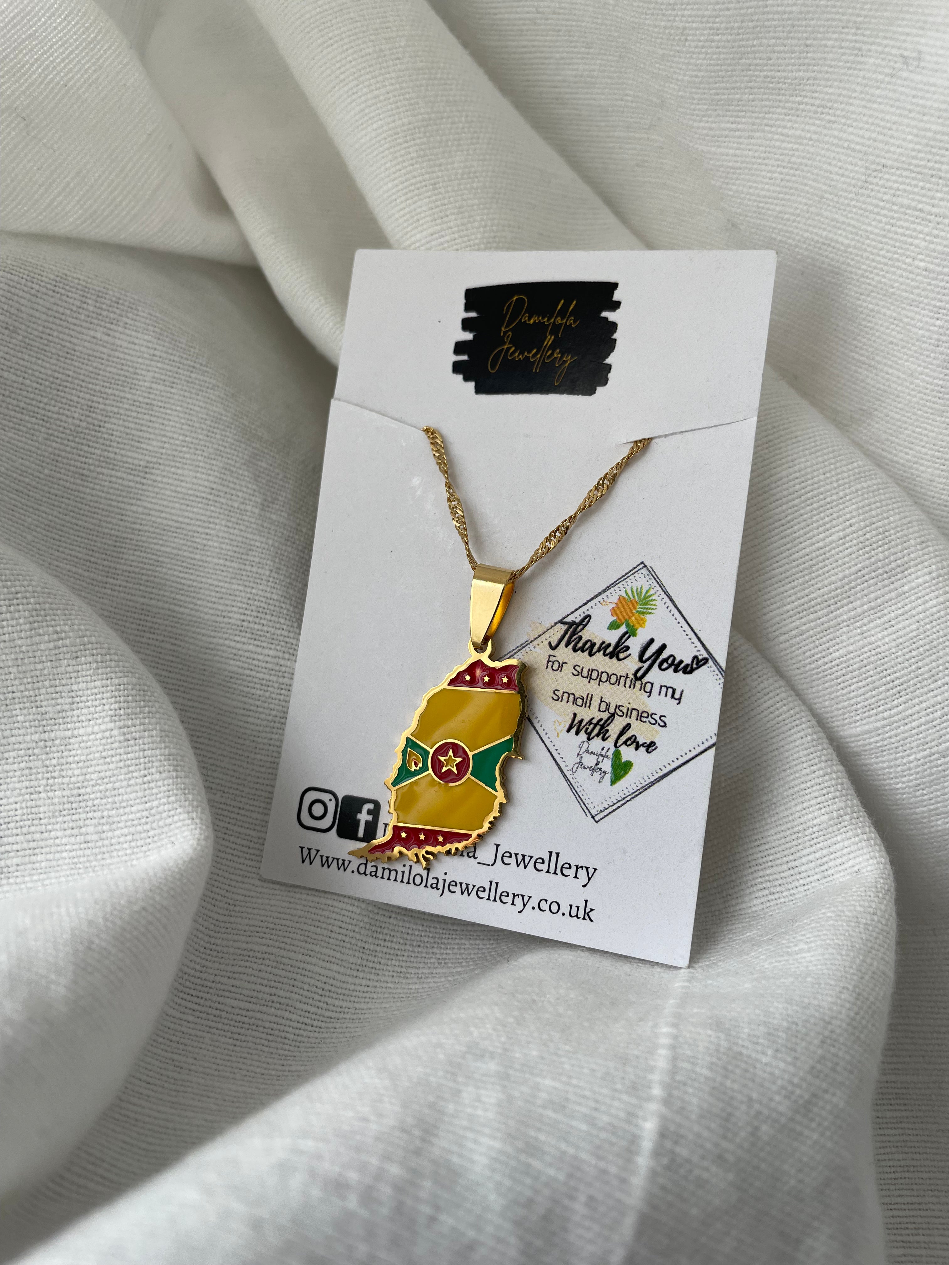 Grenada Flag Map Necklace🇬🇩